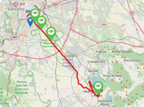 Grand Tour guidato in e-bike da Roma ai Castelli Romani